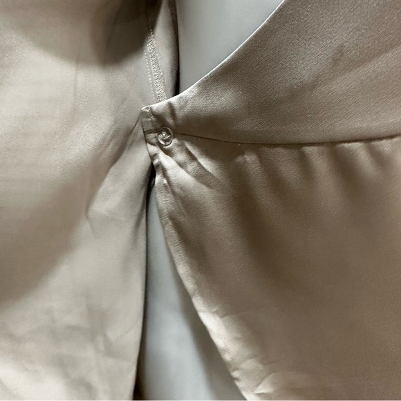 Miss Lola Champagne Satin Wrap Dress Small - Picture 5 of 9